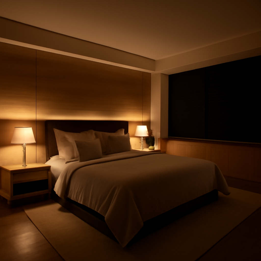 Modo noturno no quarto: como comparar cenas, sensores e climatização para dormir melhor com automação